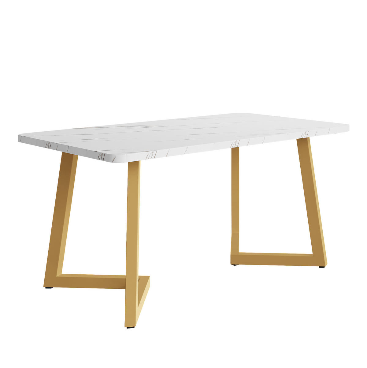 ESSTISCH 117/75/68 cm Gold/Weiß aus MDF mit Metallgestell - Weiß, Holzwerkstoff (117/68/75cm) - OKMYHOME