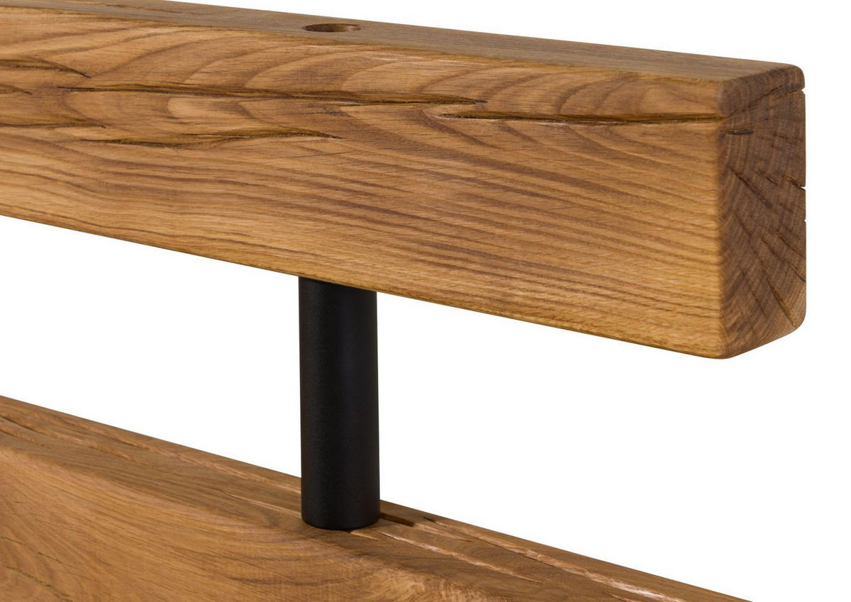 BALKENBETT 160x200 Wildeiche natur geölt OSLO #160 - Braun, Holz (160/200cm) - Massivmoebel24