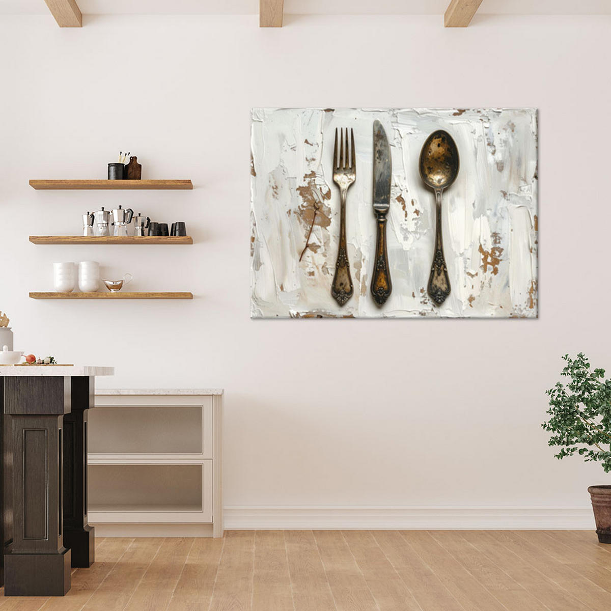 LEINWANDBILD Essen & Trinken 120x80cm - Beige, Textil (120/80cm) - Feeby