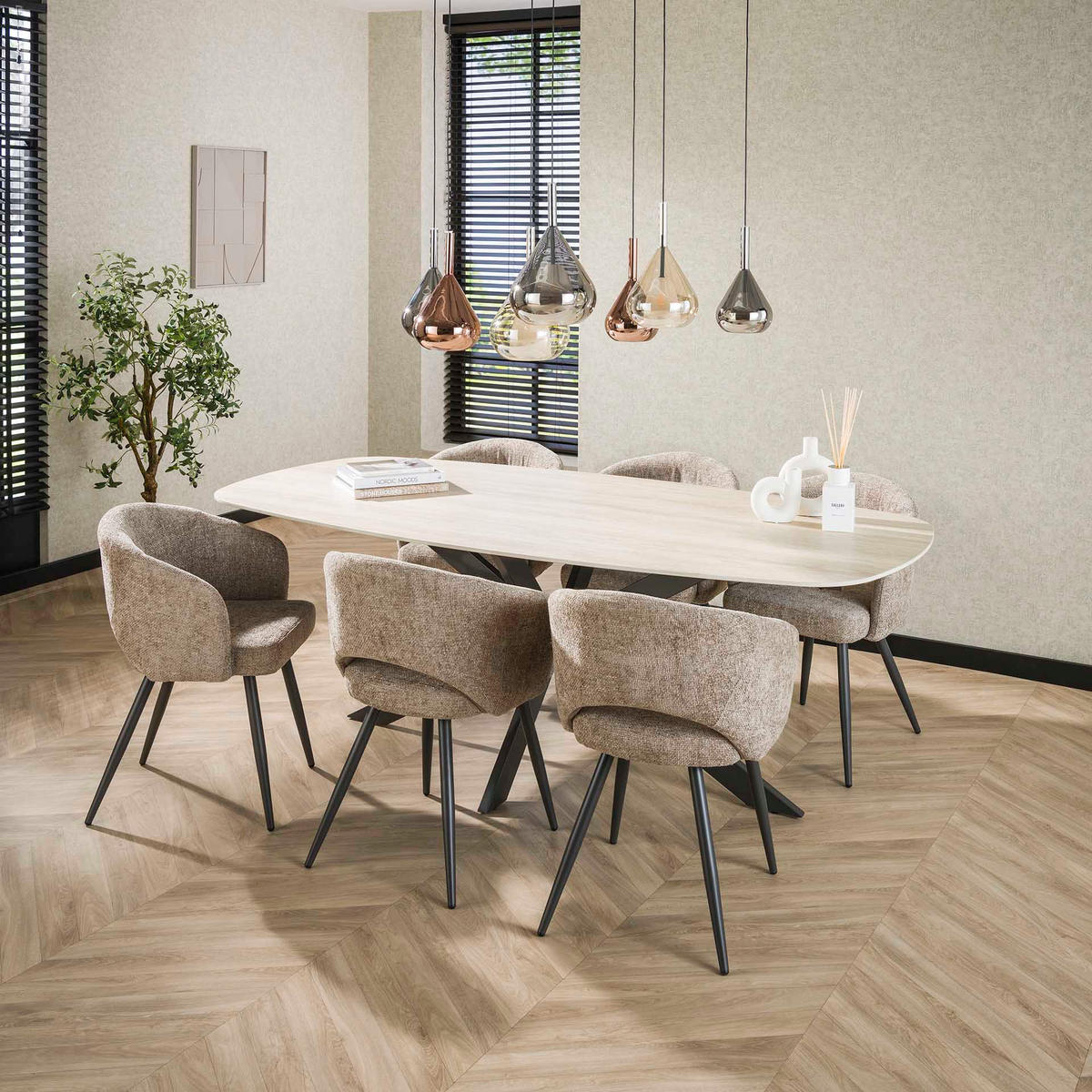 ESSZIMMERSTUHL Salon Beige 56/58/63 cm 2er-Set - Beige, Textil (58/63/56cm) - Hoyz Collection