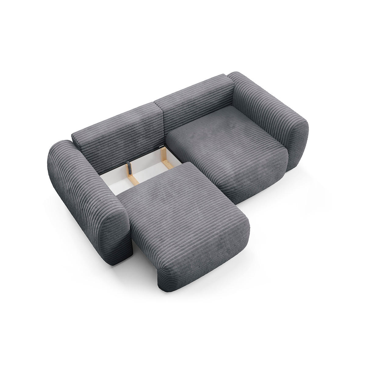 SOFA Camilla 3 Sitzplätze Dunkelgrau - Grau, Holz (266/95/121cm) - Petits-meubles