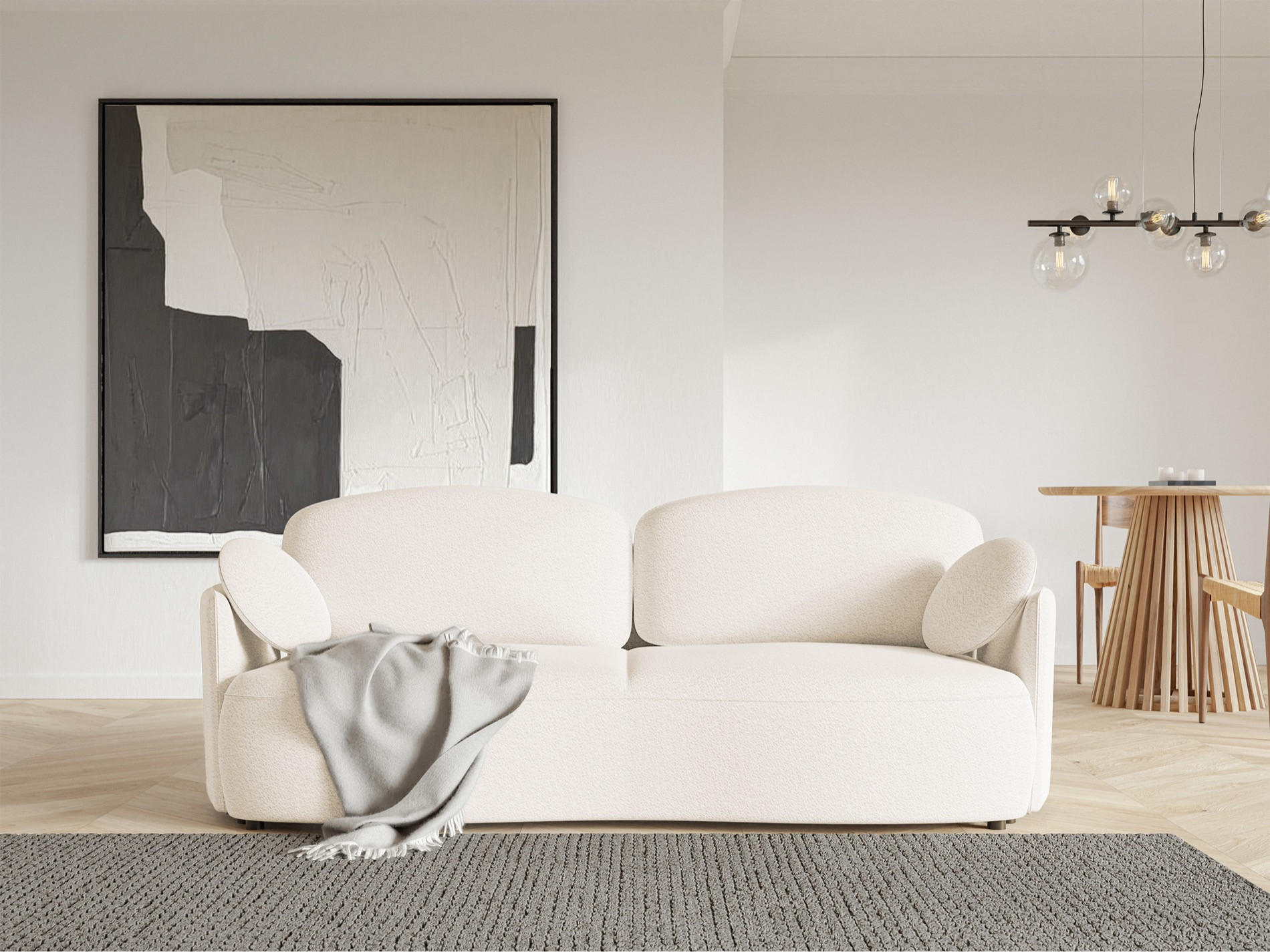 Thumbnail - Selsey Sofa, Creme, Textil, 3-Sitzer, Rechteckig, 230x95x103 cm, Wohnzimmer, Sofas & Couches, Schlafsofas