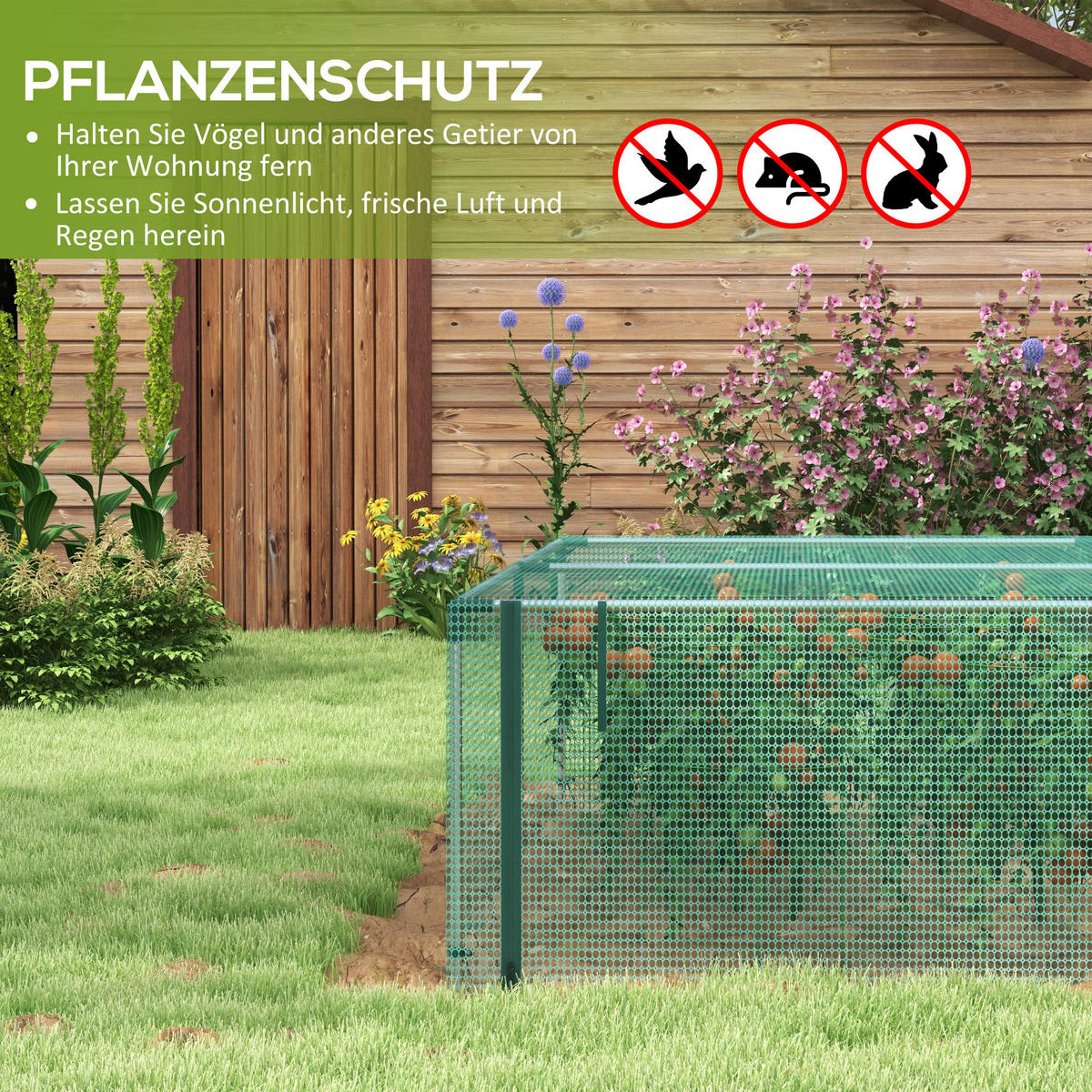 PFLANZENSCHUTZZELT mit Reißverschlusstür, für Garten, Balkon, Stahl, Grün - Grün, Metall (373/62.5/125cm) - Outsunny