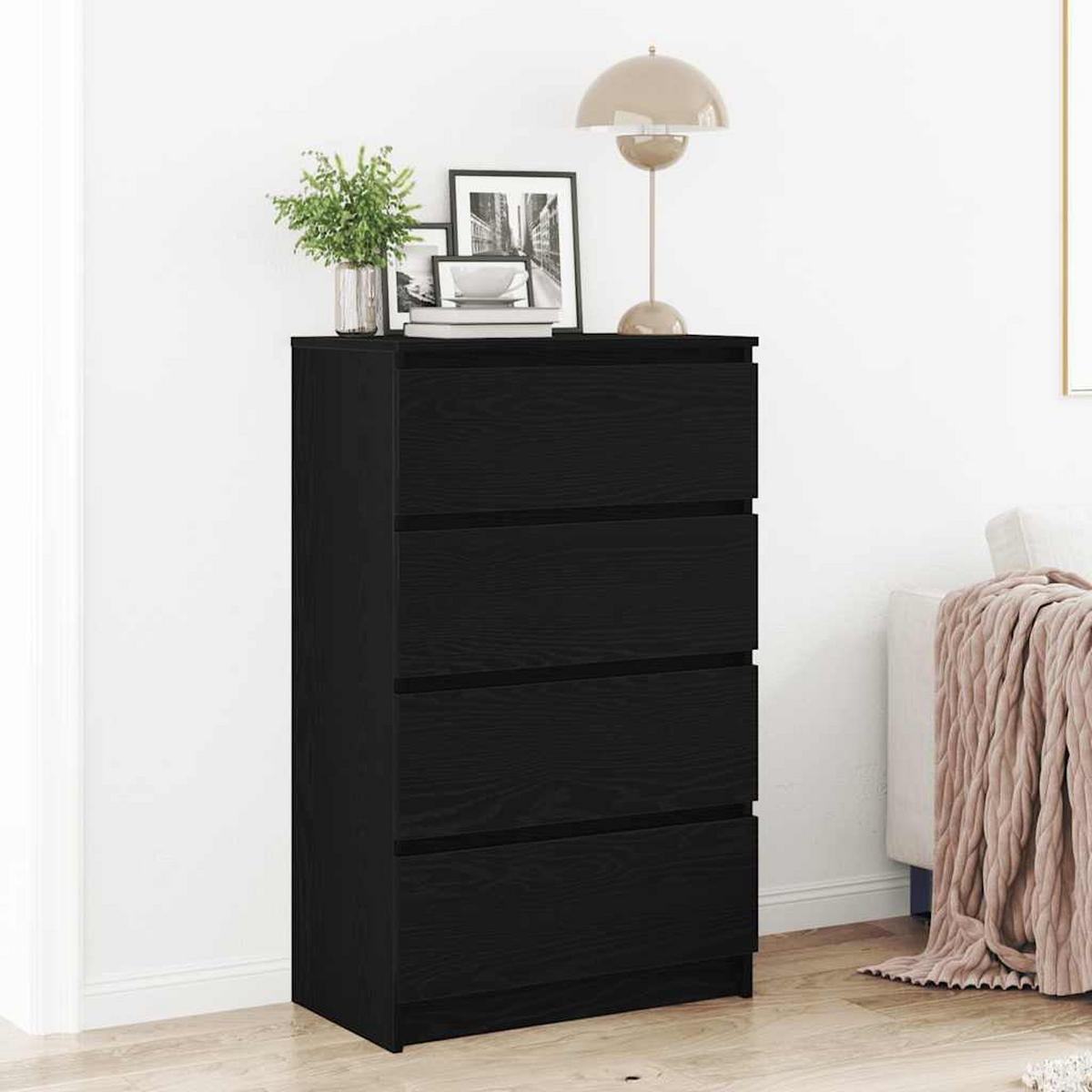SIDEBOARD Schwarz Eichen-Optik 60/35/98,5 Cm Holzwerkstoff - Schwarz, Holzwerkstoff (35/98.5/60cm) - vidaXL