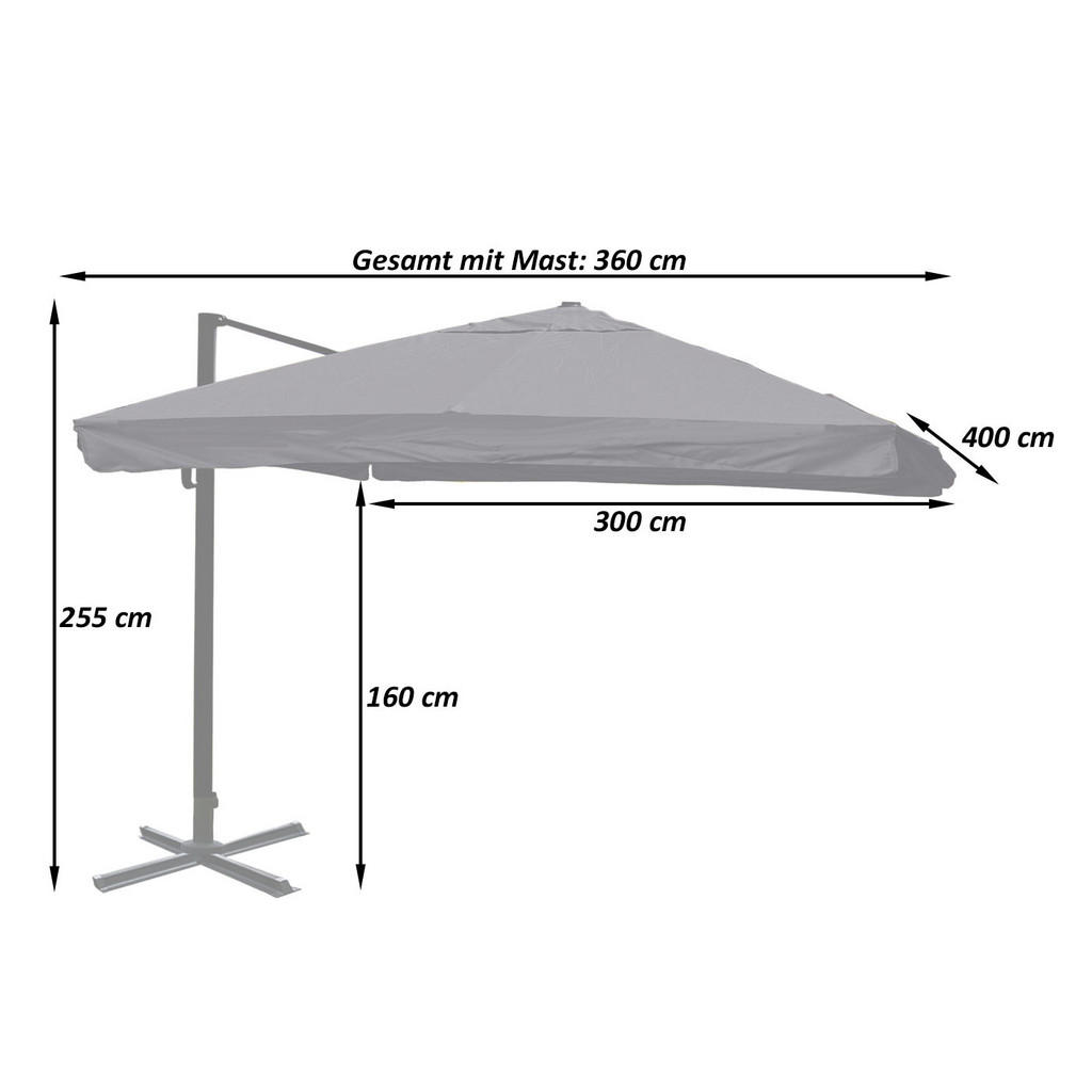 Thumbnail - MCW Ampelschirm, Weiß, Textil, 400x300 cm, Sonnenschutz, Sonnenschirme