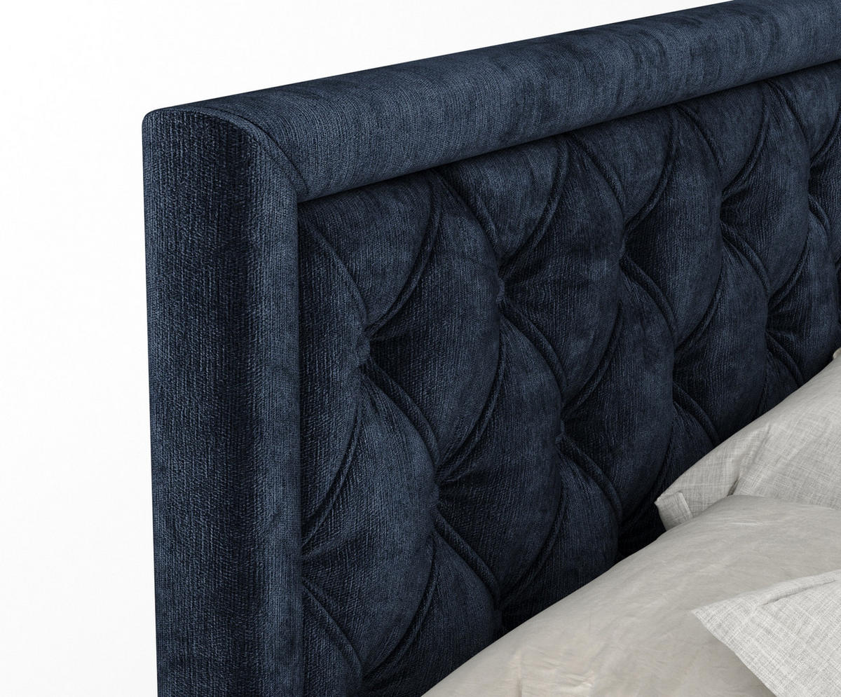 BOXSPRINGBETT Aurelia Marineblau 180/200 cm - Schwarz/Dunkelblau, Holz/Holzwerkstoff (180/200cm) - Maison de Reve