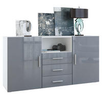 SIDEBOARD Skadu Front in Grau Hochglanz - Grau, Holzwerkstoff (138.5/71.5/35cm) - Vladon