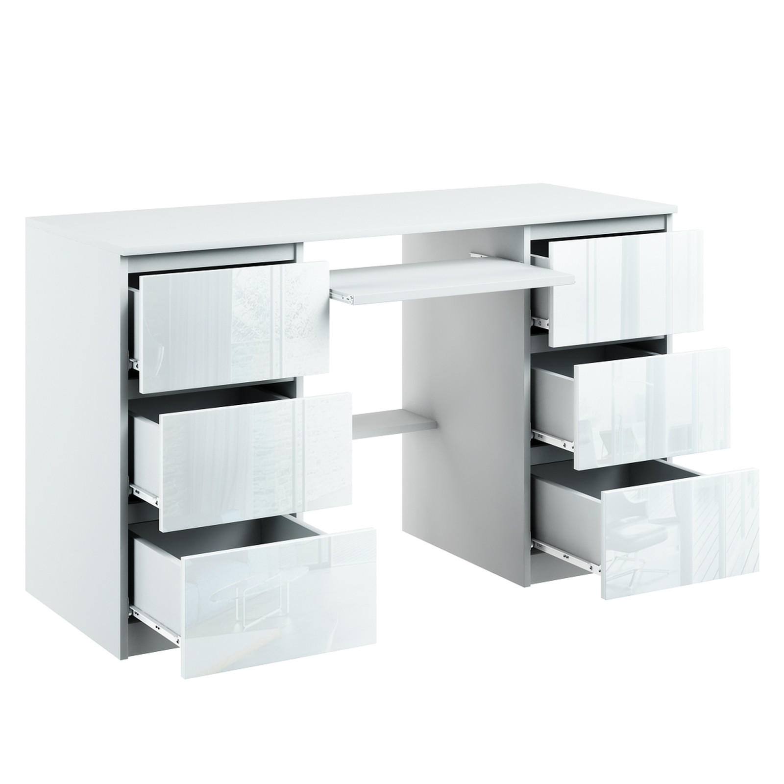 COMPUTERTISCH Bella B2 Weiß Hochglanz - Weiß Hochglanz, Holzwerkstoff (50/127/76cm) - roe furniture