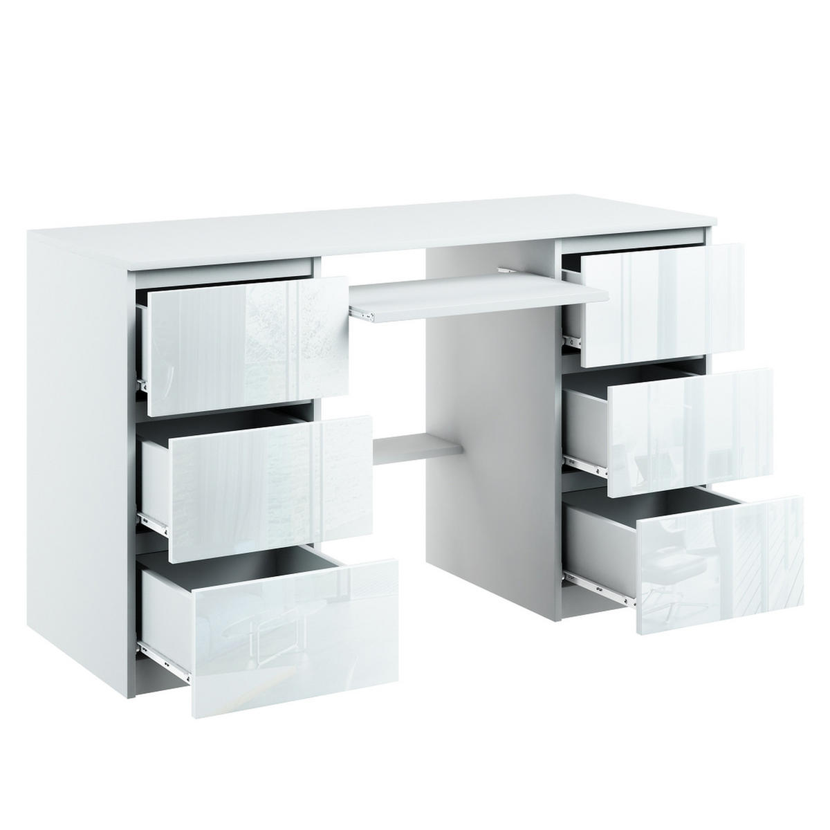 COMPUTERTISCH Bella B2 Weiß Hochglanz - Weiß Hochglanz, Holzwerkstoff (50/127/76cm) - roe furniture