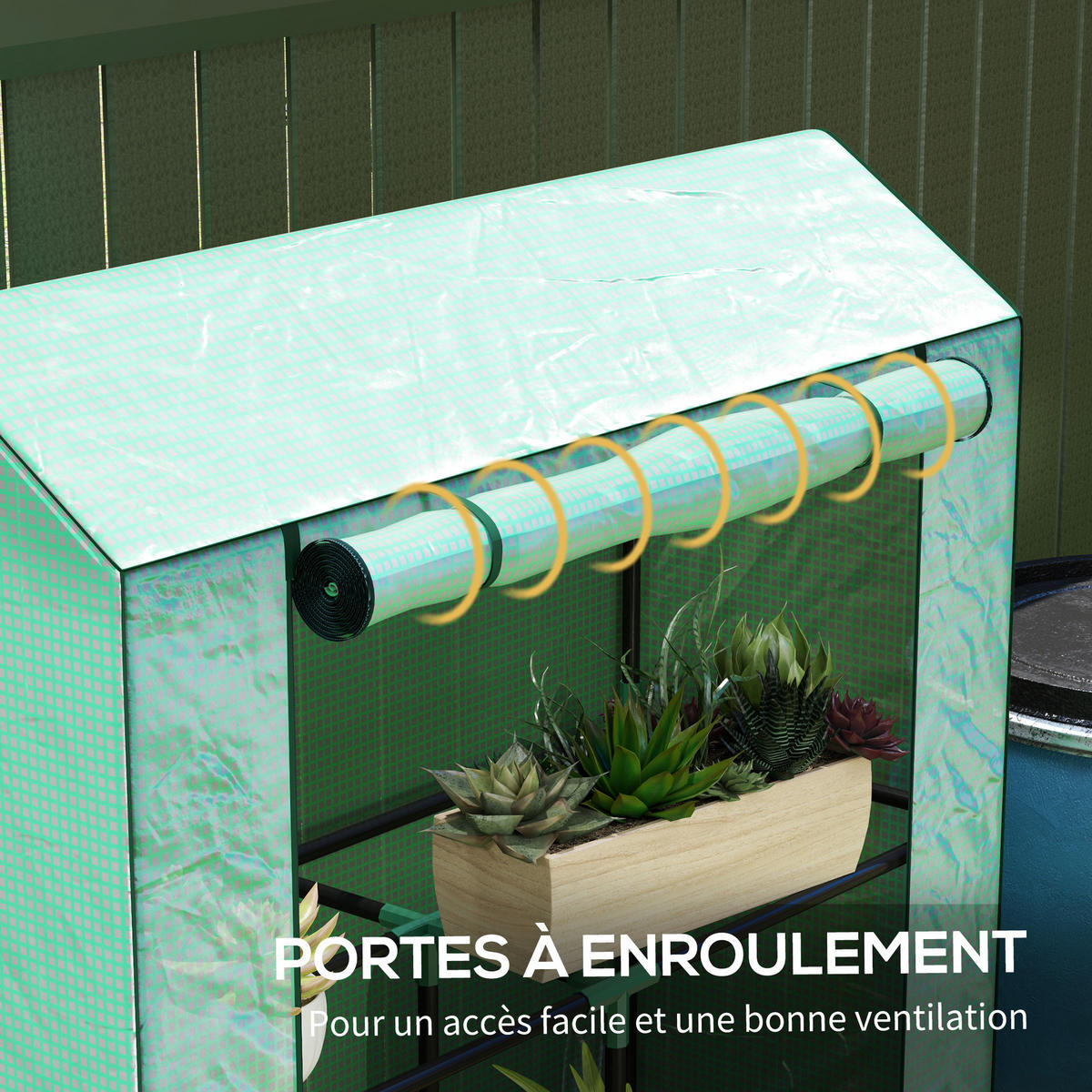 GEWÄCHSHAUS DE-11997 mit 3 Etagen & Rolltür Grün - Grün, Kunststoff (40/150/100cm) - ComfortXL