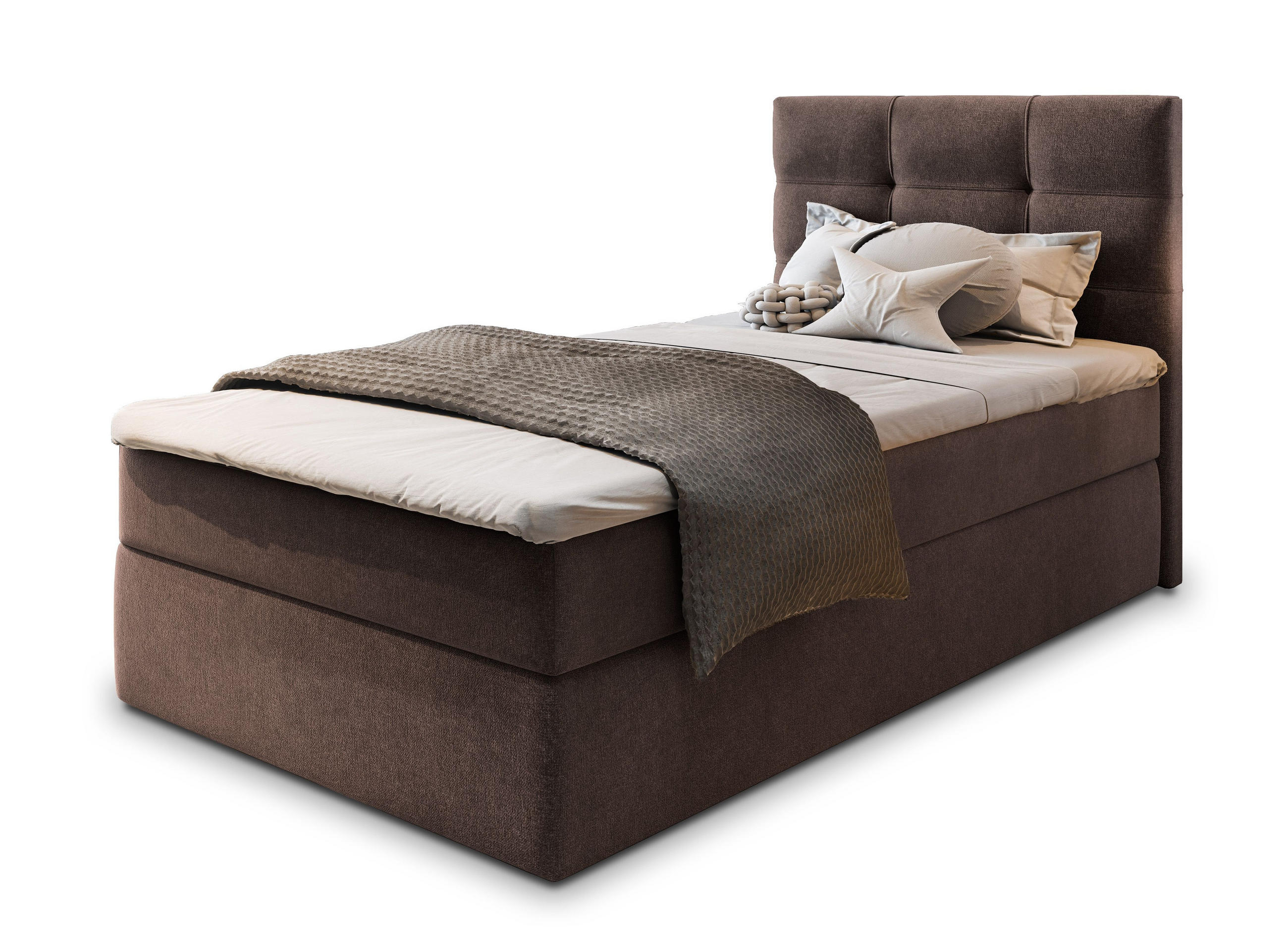 POSTEL BOXSPRING GLOS 90x200 cm, s matrací a úložným prostorem, hnědá - hnědá, kompozitní dřevo/textil (90/200cm) - MASSENO