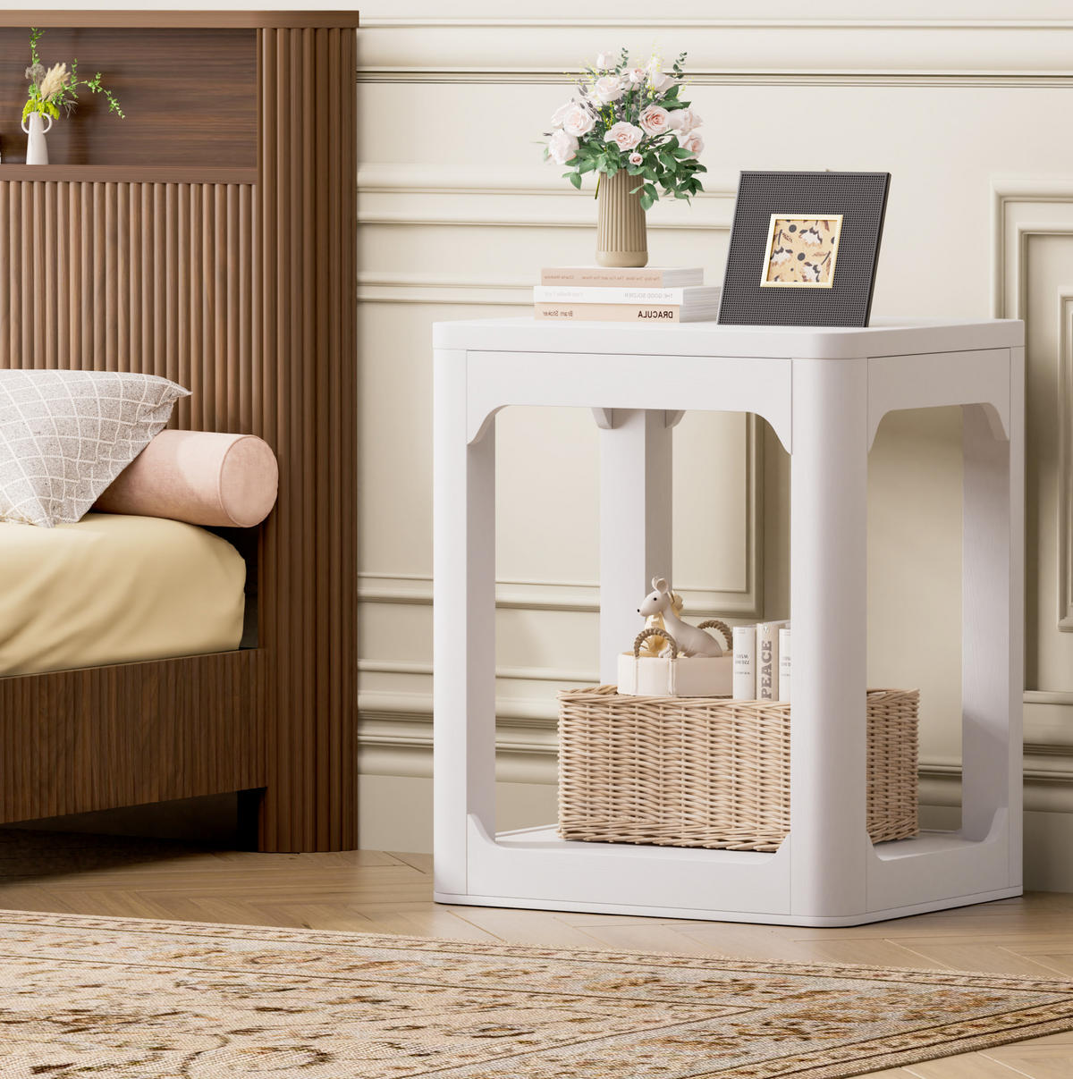 BEISTELLTISCH-SET aus 50x40x60 cm MDF Weiß mit 2 Ablagen, 2-teilig - Weiß, Holzwerkstoff (50/40/60cm) - IVMEU