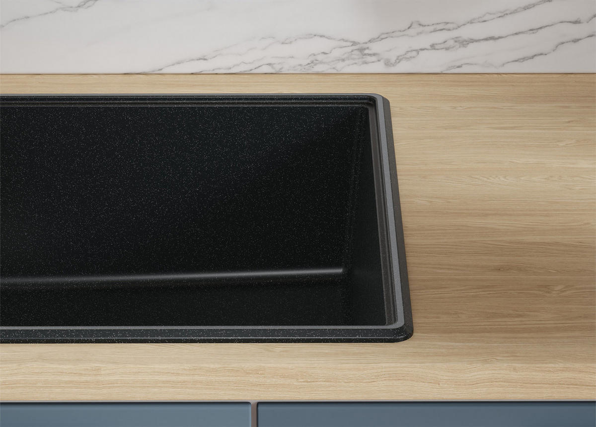 SPÜLBECKEN Kopenhagen, 2-er set Anthrazit 78/50 cm 1 Becken + Ablauf-Set + Schneidebrett ab 45er Unterschrank - Chromfarben/Anthrazit, Kunststoff (78/20/50cm) - Primagran