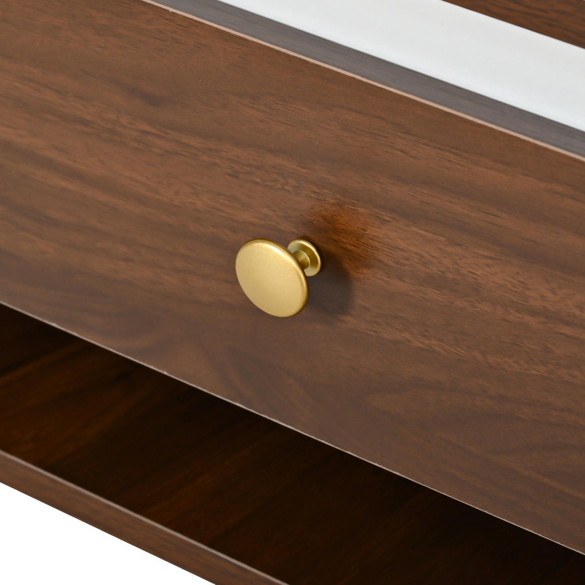 SCHUHSCHRANK aus MDF & Spanplatte 95,5x35x80,5cm in Nussbaum mit Sitzkissen - Nussbaumfarben, Holzwerkstoff (95.5/80.5/35cm) - Modfu