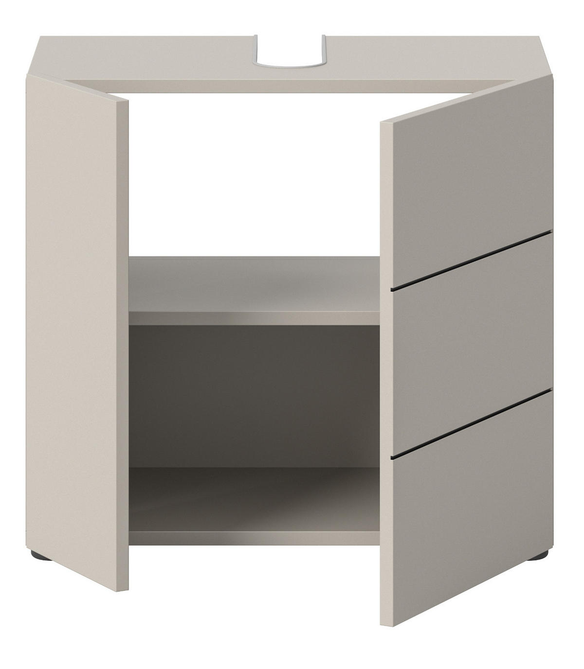 WASCHBECKENUNTERSCHRANK Kaschmir, Badezimmer Unterschrank 60 x 56 cm - Kaschmir/Schwarz, Holzwerkstoff/Kunststoff (60/56/34cm) - Inn.Furn