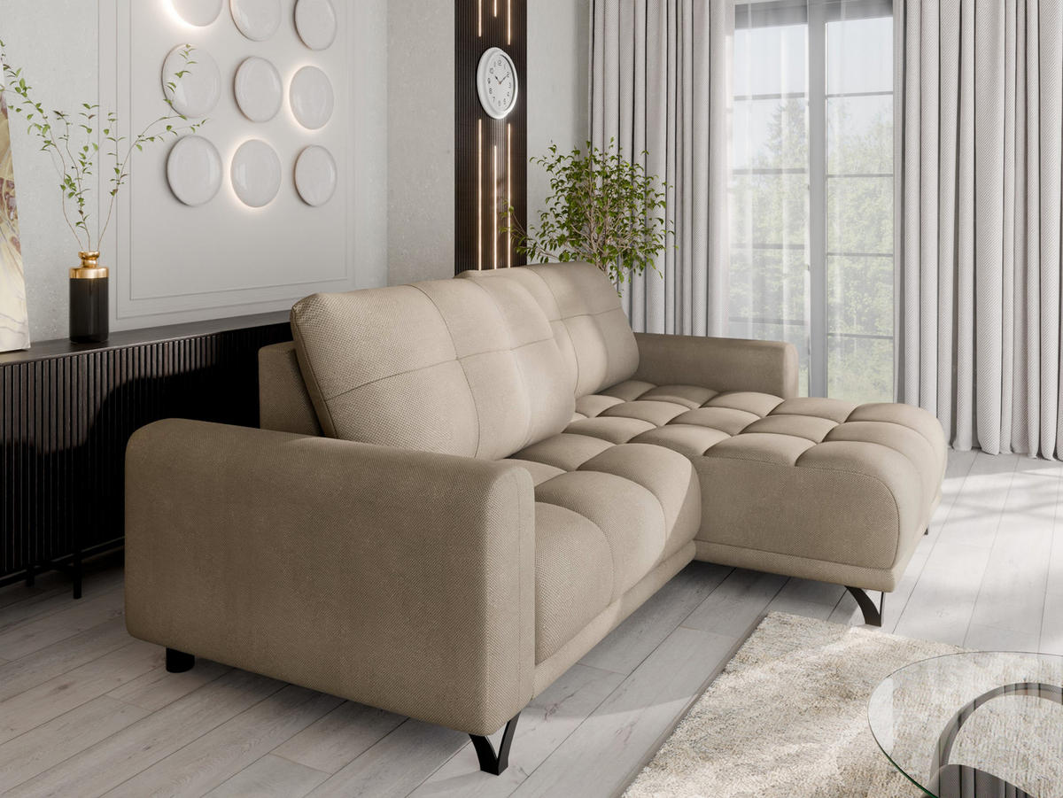 ECKSOFA Ferrino L-Form, Recamiere beidseitig montierbar, Cappucino - Cappuccino, Holz (174/234cm) - Panda Möbel