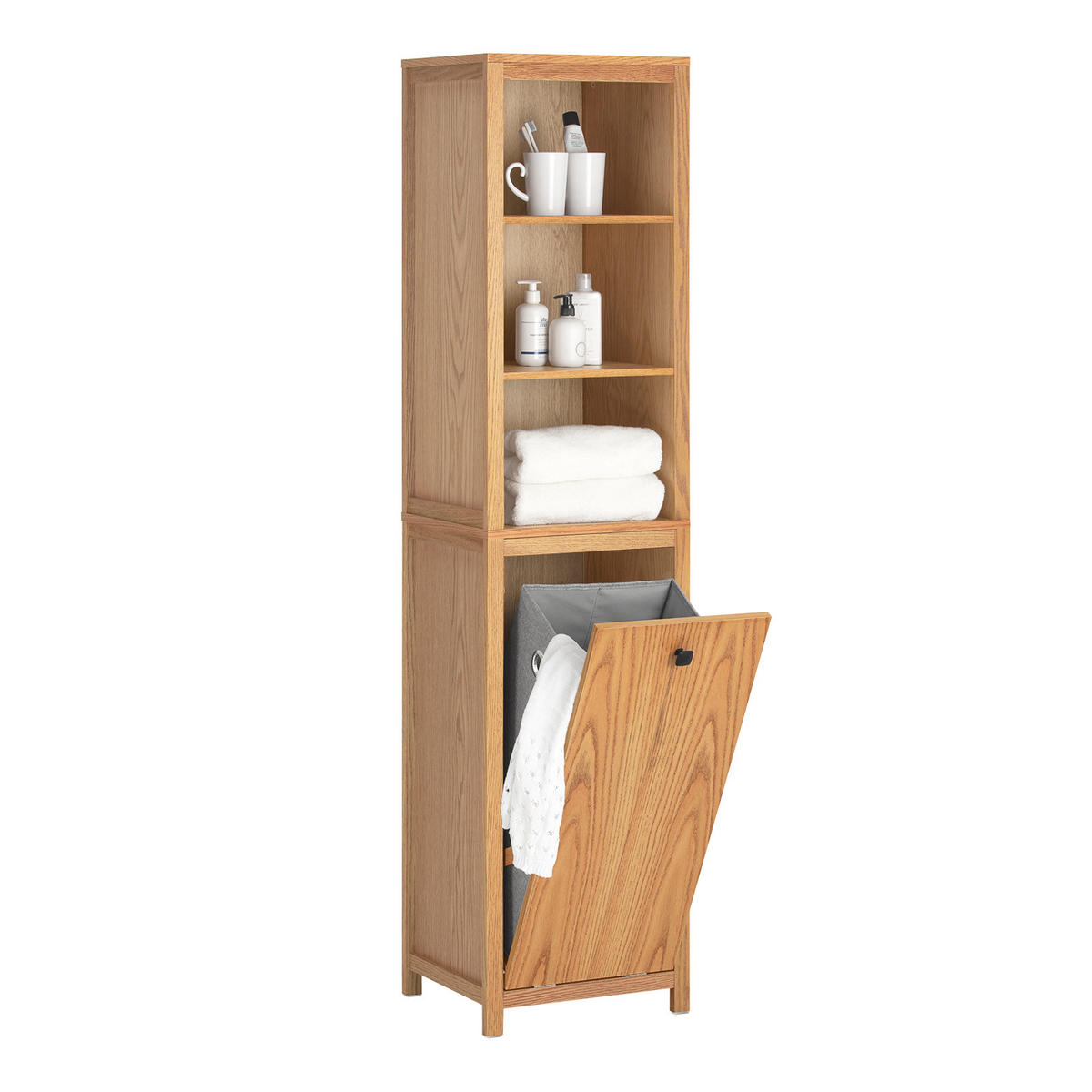 HOCHSCHRANK mit Wäschesack - Hellbraun, Holzwerkstoff (40/172/35cm) - SoBuy