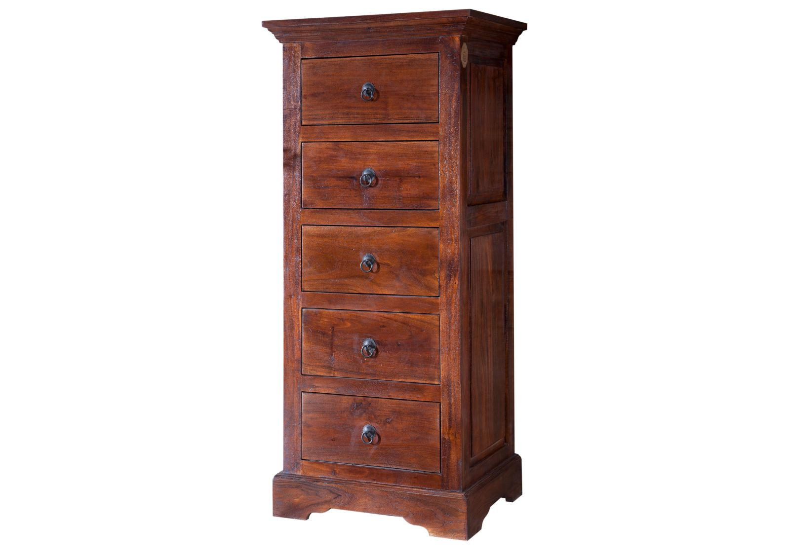 KOMMODE Akazie 54x44x122 nougat lackiert OXFORD #433 - Dunkelbraun, Holz (54/122/44cm) - Massivmoebel24