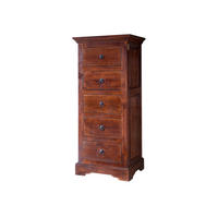KOMMODE Akazie 54x44x122 nougat lackiert OXFORD #433 - Dunkelbraun, Holz (54/122/44cm) - Massivmoebel24