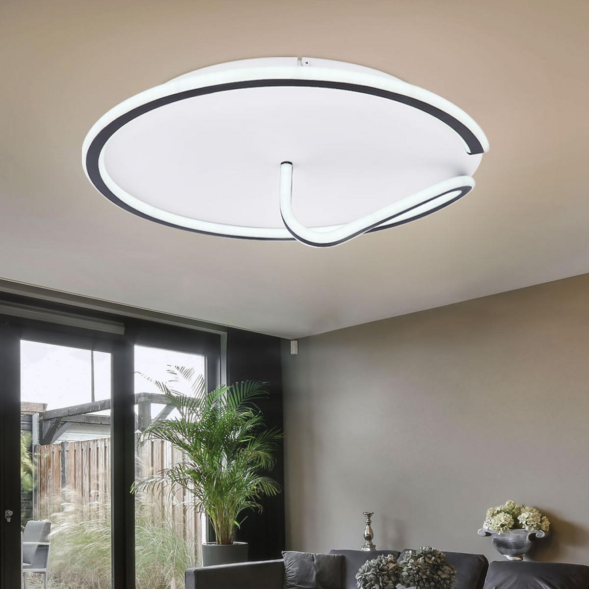 LED DECKENLEUCHTE Metall Schwarz Opal - Schwarz, Metall (51/51/15cm) - Globo Lighting