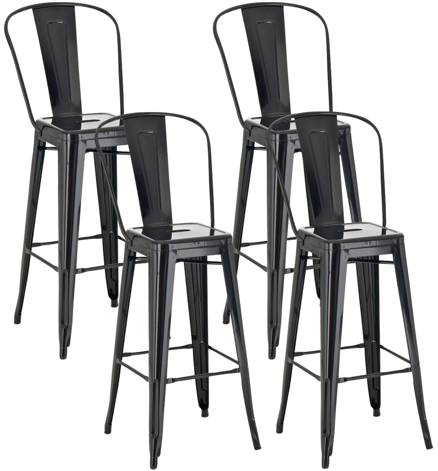 BARHOCKER Adnan, 4er Set, Schwarz - Schwarz, Metall (44/100/52cm) - TPFLiving