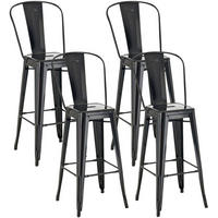 BARHOCKER Adnan, 4er Set, Schwarz - Schwarz, Metall (44/100/52cm) - TPFLiving