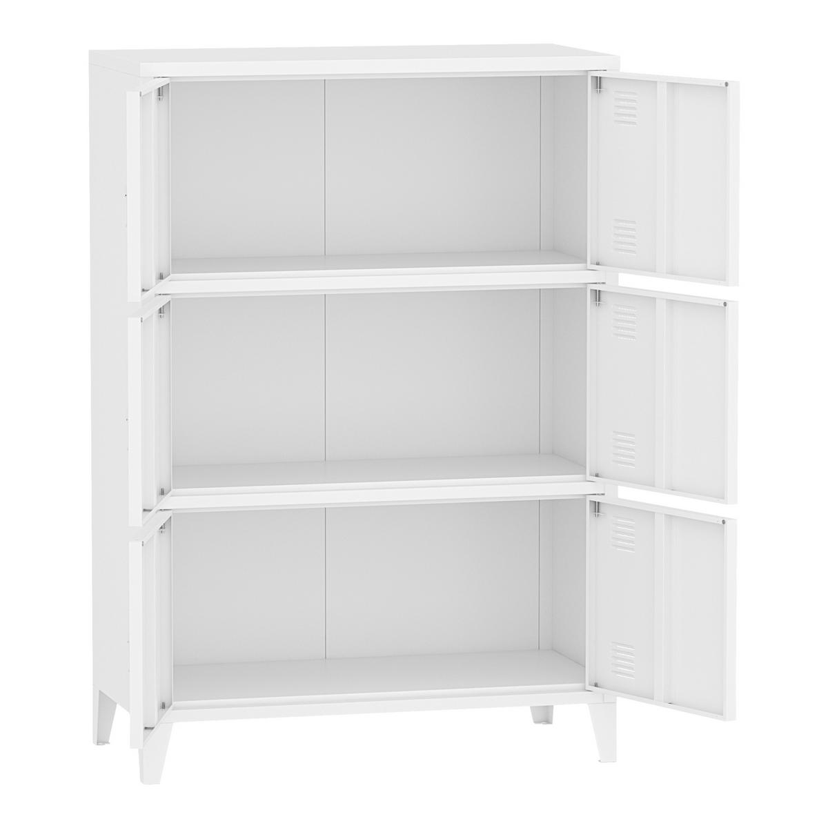 BÜROSCHRANK Hamina - Weiß, Metall (80/113/40cm) - [en.casa]