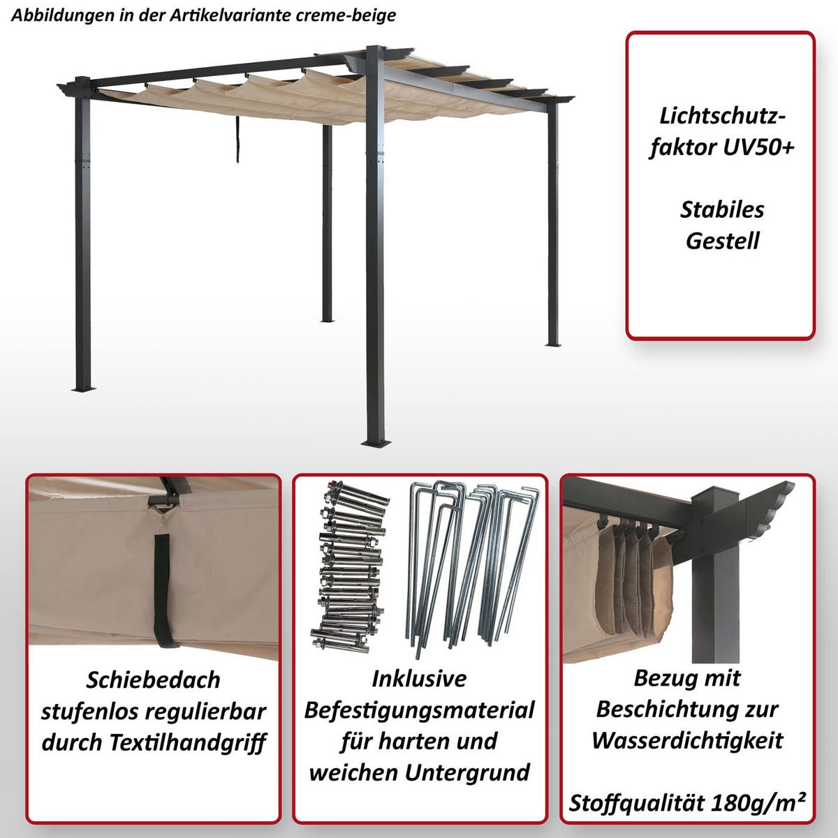 PERGOLA Anthrazit - Anthrazit, Metall (400/240/300cm) - MCW