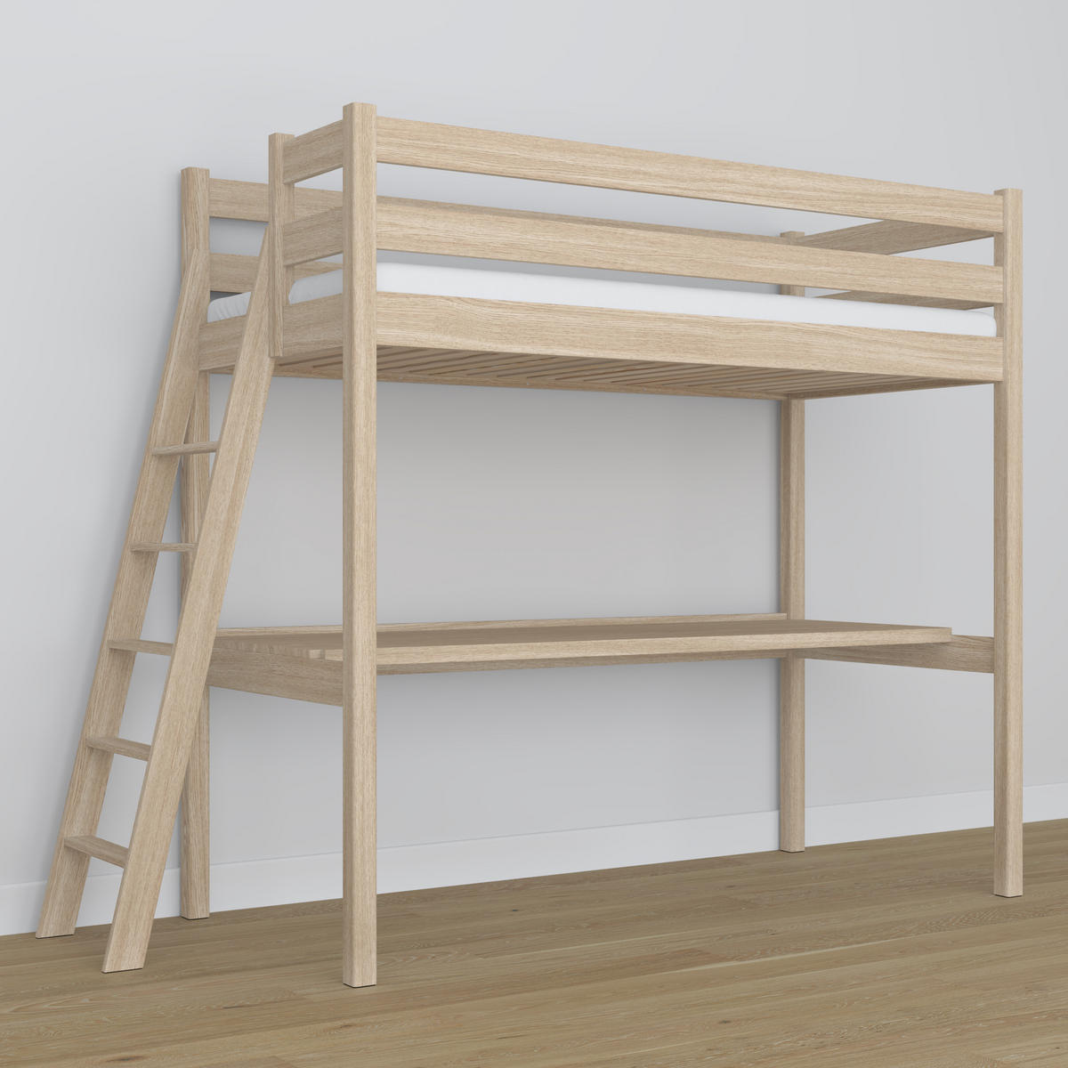 HOCHBETT N02 mit Schreibtisch Sonoma Eiche 120/180 - Sonoma Eiche, Naturmaterialien/Holz (120/180cm) - N-Wood