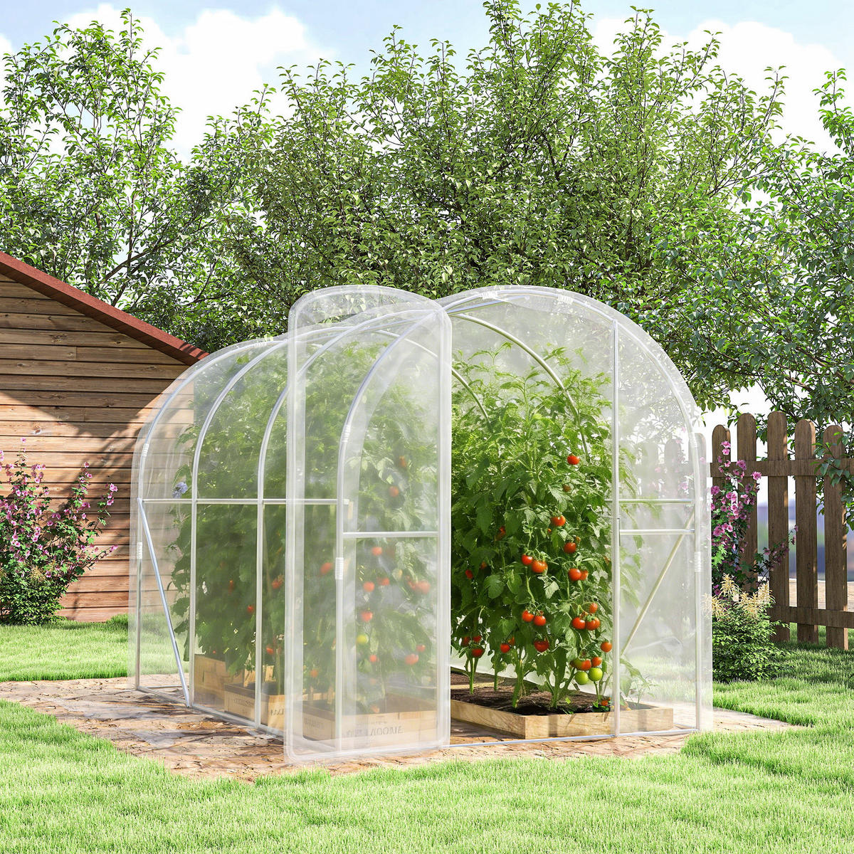 GEWÄCHSHAUS DE-12064 6 m² mit Scharniertür Grün - Transparent, Kunststoff (200/195/300cm) - ComfortXL