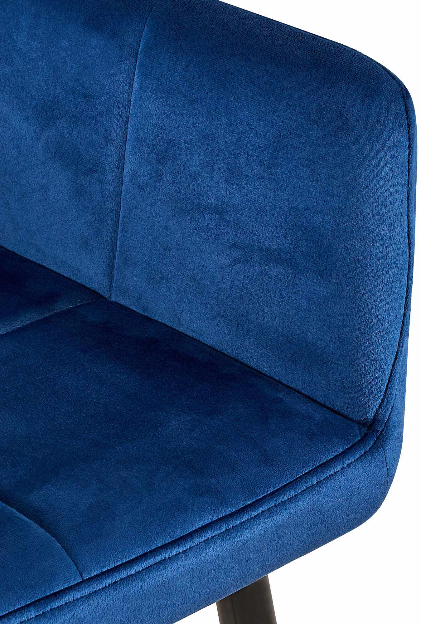 ARMLEHNENSTUHL Samt blau - Blau/Schwarz, Textil/Metall (56.5/84/61cm) - CLP