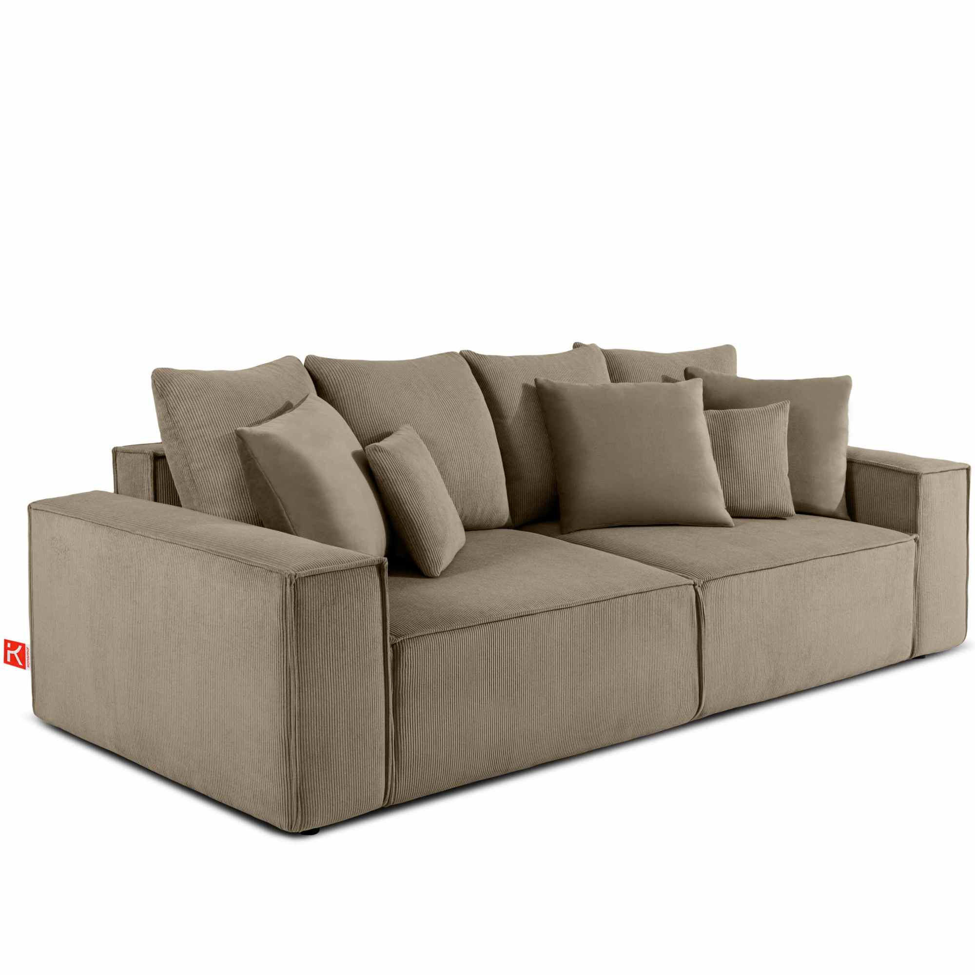 SCHLAFSOFA NAPI III 3-sitzer mit Kissen,Beige - Beige, Holz/Textil (244/89/101cm) - KONSIMO®