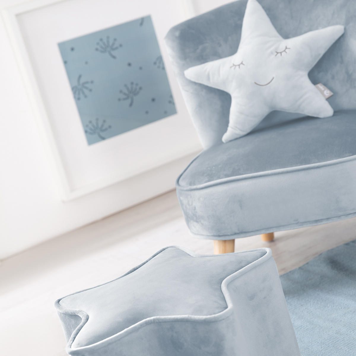 KINDERSESSEL klein 3-tlg. hellblau - Hellblau, Holzwerkstoff/Textil (70/50/48cm) - Roba