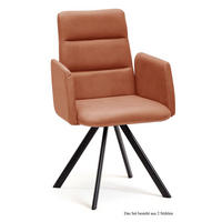 ARMLEHNSTUHL drehbar (2er-Set) Desta 52x92x60 Schwarz/Cognac - Cognac/Schwarz, Kunststoff (60/92/52cm) - 58aufmkessel