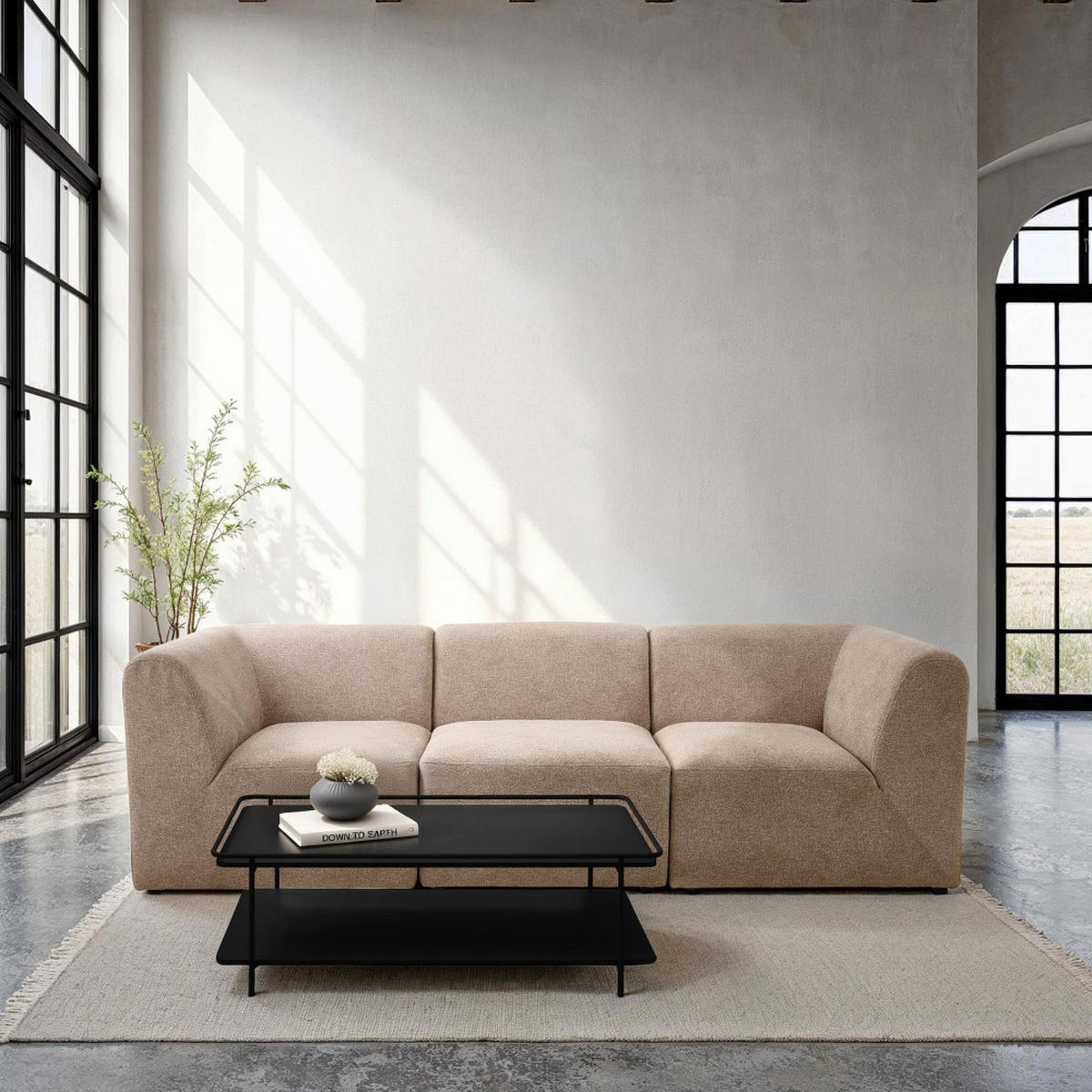 COUCHTISCH mit 2 Metallplatten - Saranda - color_black - Schwarz, Metall (110/55/34cm) - Drawer