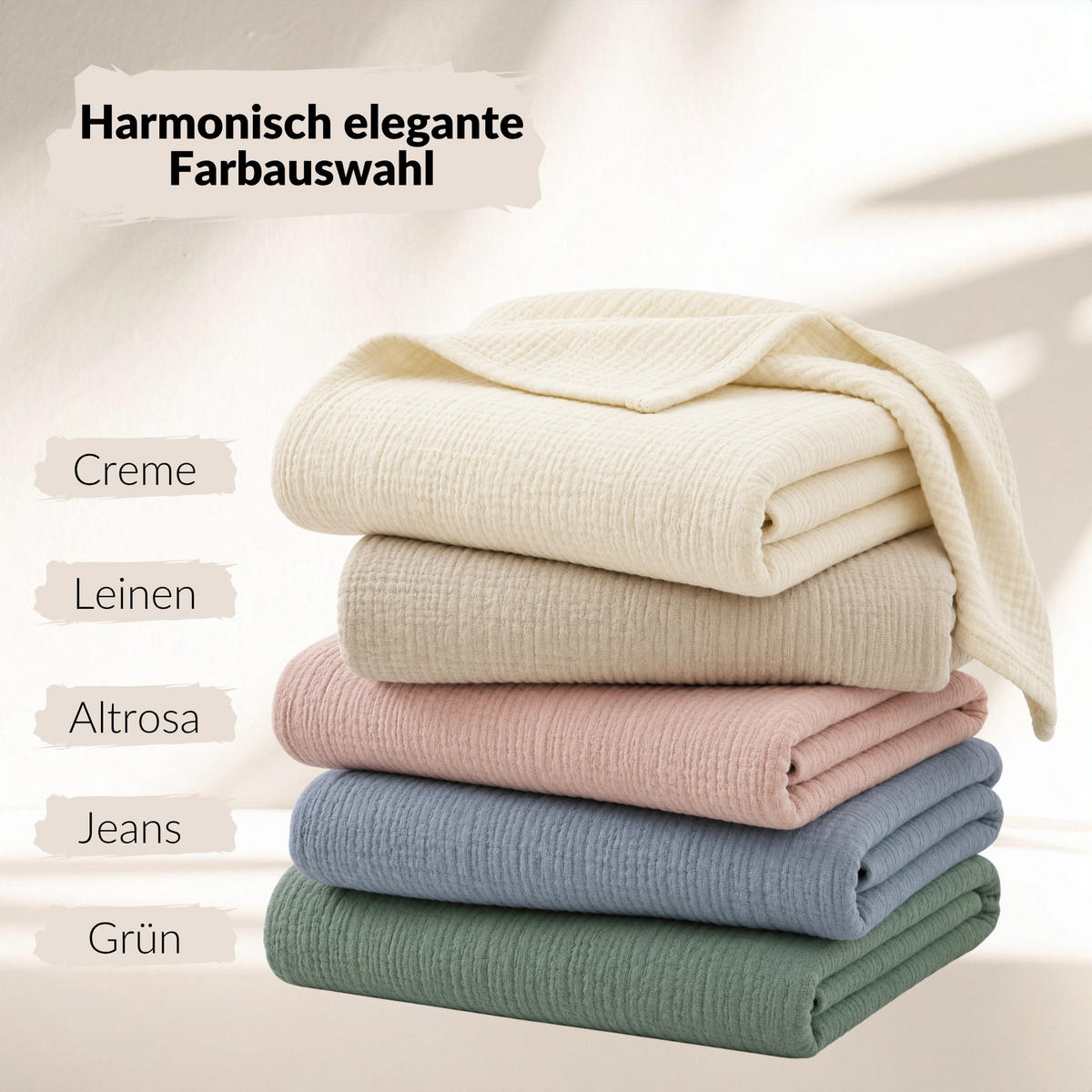 WOHNDECKE Musselin 150 x 200 cm, Leichte Kuscheldecke aus 100% Baumwolle - Nutzbar als Tagesdecke, Plaid oder Decke für Sofa, Couch & Bett - Blau - Blau, Textil (150/200cm) - Carpe Sonno