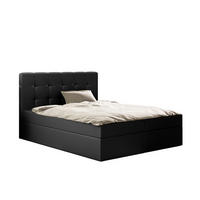 BOXBETT Mit Matratze Und Bettkasten, LUDANO Stoff Cayenne Schwarz 180x200 cm H2-Pocket - Schwarz, Holz (180/200cm) - Kaiser Möbel