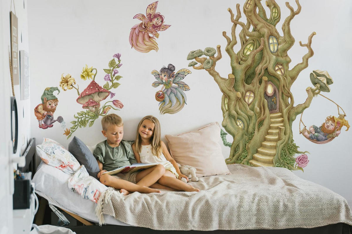 WANDAUFKLEBER 60x80cm - Feenwaldwesen - Multicolor, Kunststoff (60/80/0.1cm) - Wallfluent