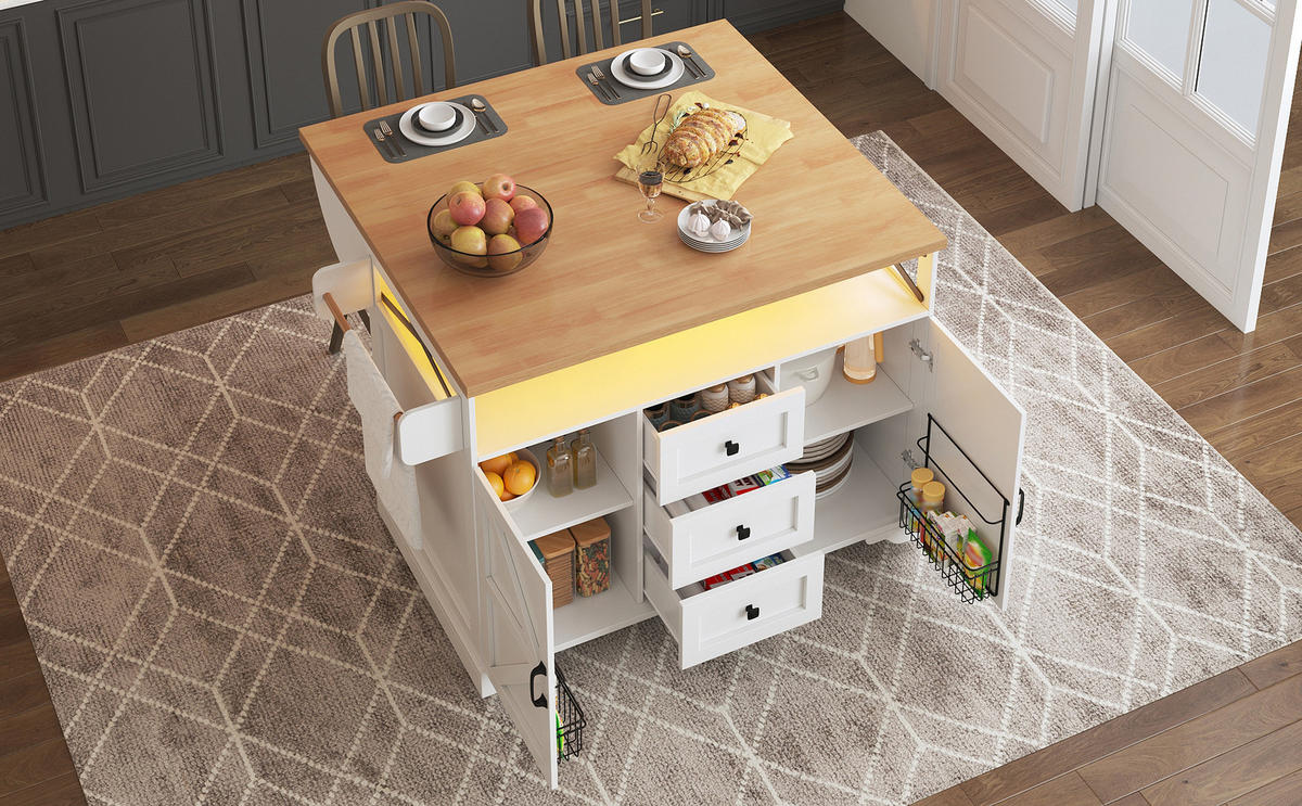 KÜCHENINSEL Weiß 120/71.5/98 cm LED - Weiß, Holzwerkstoff (120/98/71.5cm) - PANGIVO