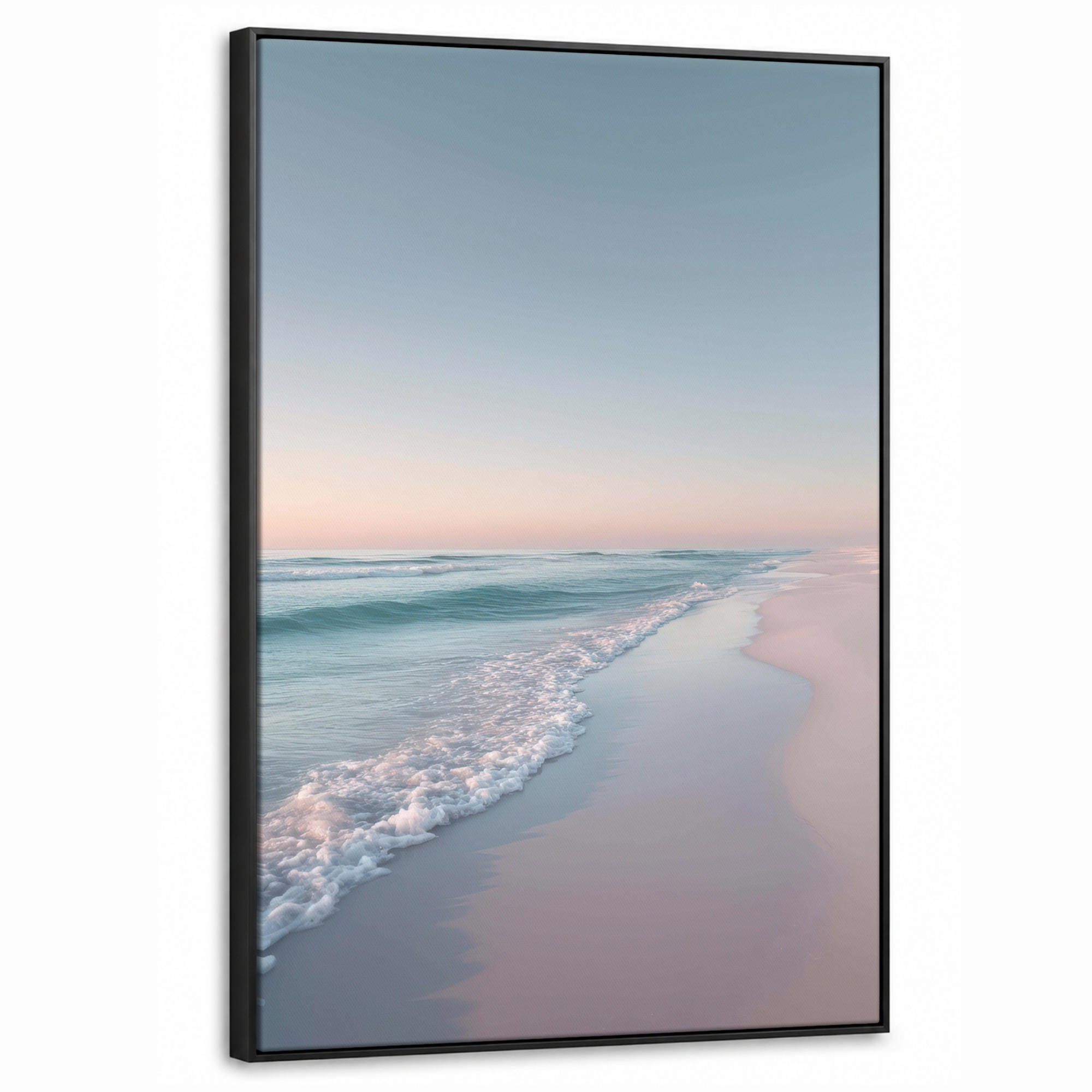 LEINWAND Bilder mit Rahmen - Küstenlinie - Pastell - Wasser - 60x90 - Pastellblau, Textil (60/90cm) - MuchoWow