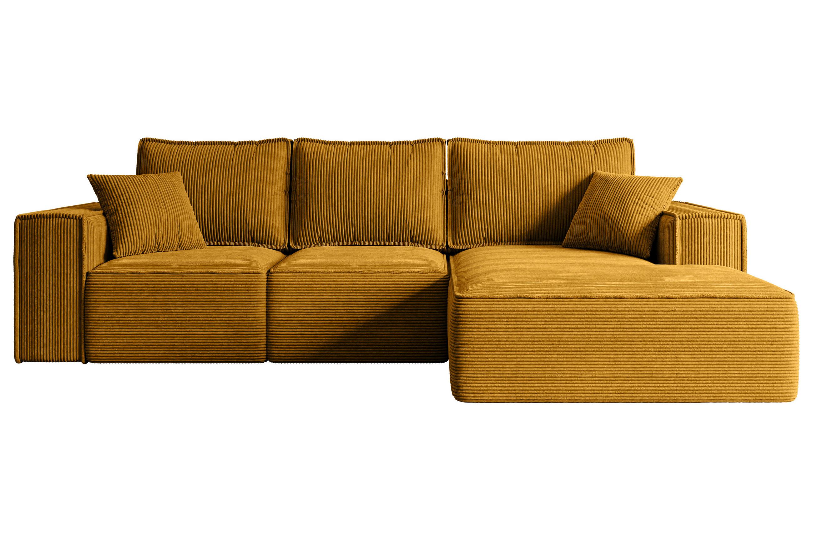 ALTDECOR ROHOVÁ SEDAČKA s funkcí lůžka a úložným prostorem SERRA-L-S – 266 x 161 x 87 cm hořčicově žlutá barva manšestru