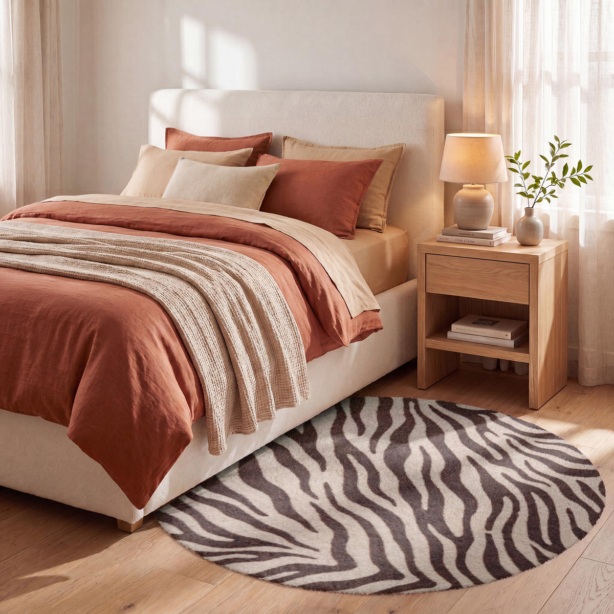KOBERCE - Zebra - Pruhy - hnedá - 120x120 cm - čierna, textil/plast (120/0.4cm) - OnlyWow