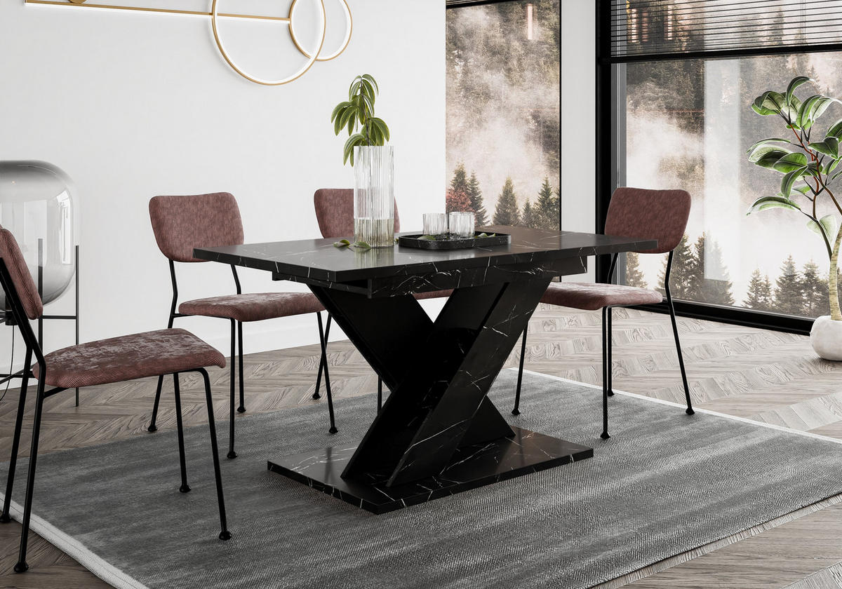 ESSTISCH MERKAS Ausziehbar 120 - 160 / 80 x 76 cm - Hellgrau/Schwarz, Holz (120/80/76cm) - MASSENO