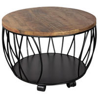 COUCHTISCH Talsano Mangoholz 57x40 cm - Schwarz/Braun, Metall (57/57/40cm) - Mr. Deko