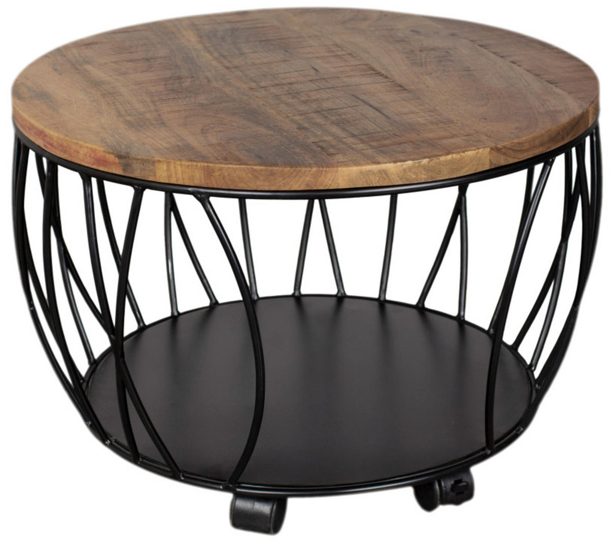 COUCHTISCH Talsano Mangoholz 57x40 cm - Schwarz/Braun, Metall (57/57/40cm) - Mr. Deko