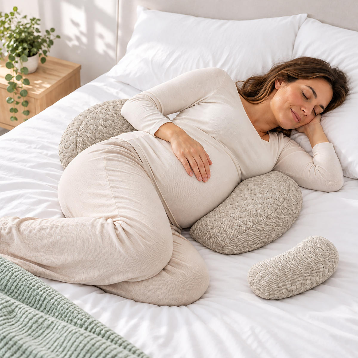 POLŠTÁŘ krémový těhotenský 2dílná-sada - krémová, textil (60/34cm) - Relaxdays