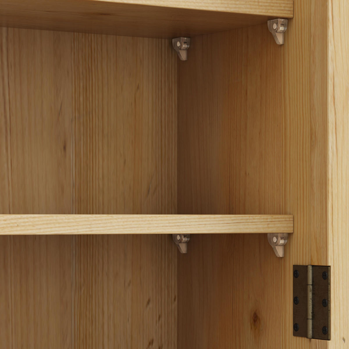 KÜCHENOBERSCHRANK 63x18x60 cm in Natural aus Glas, Massivholz mit Drei-Stufen-Stauraum & Wandmontage - Naturfarben, Holzwerkstoff (63/60/18cm) - Modfu