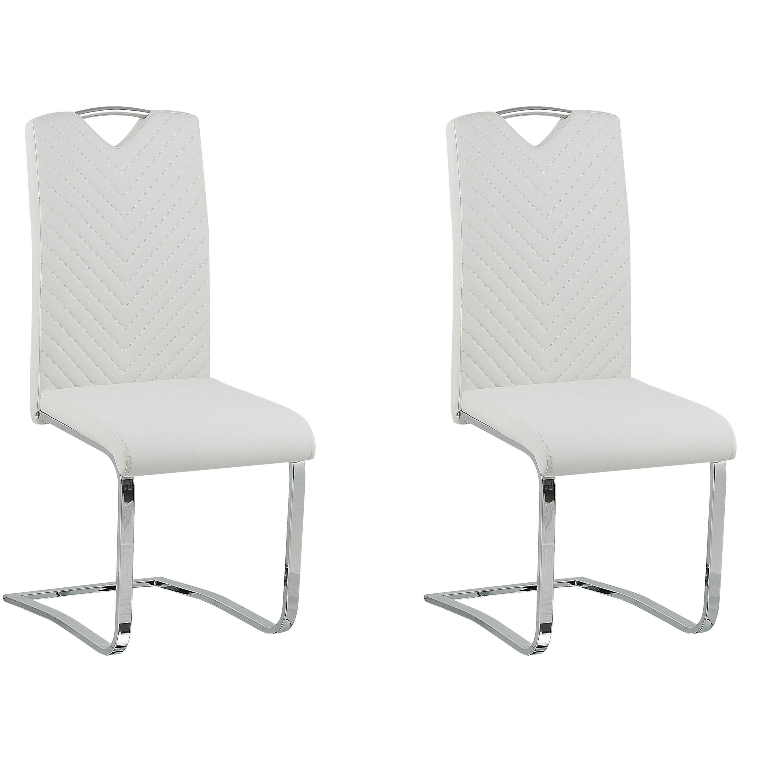 ESSZIMMERSTUHL 2er-Set Kunstleder Weiß Picknes - Weiß, Textil/Metall (43/105/55cm) - Beliani