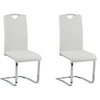 ESSZIMMERSTUHL 2er-Set Kunstleder Weiß Picknes - Weiß, Textil/Metall (43/105/55cm) - Beliani