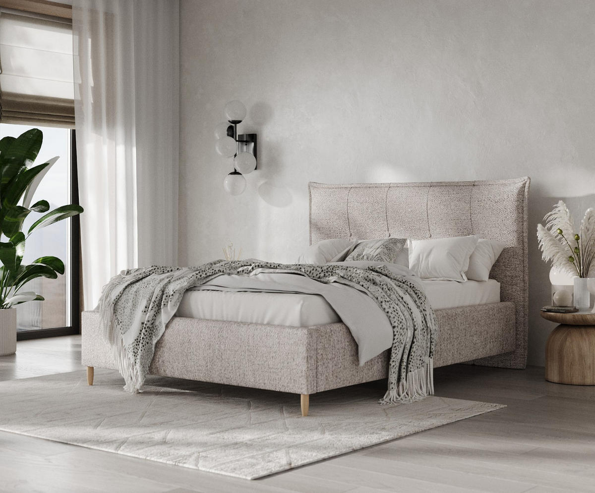 POLSTERBETT Plaza 120/200 cm Beige im Neve Stoff - Beige/Naturfarben, Holz/Holzwerkstoff (120/200cm) - AltaBeds